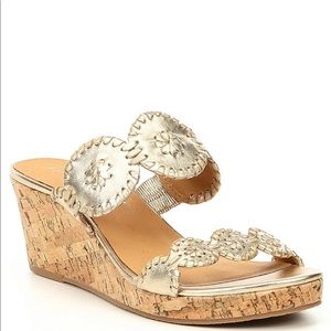 Lauren Metallic Leather & Cork Wedge Sandals Jack Rogers
